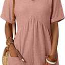 AlvaQ Rompers for Women Solid Color Casual Short Sleeve V Neck Zipper Short Jumpsuits with Pockets (XXL)