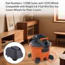 2pcs 12388 & 12293 Foot Caster Wheel Kit for Ridgid 6 & 16 Gallon Wet/Dry Vacuum Vac Replacement Attachments Accessories Parts Compatible with Plate Casters