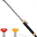 2024 Upgraded Pressure Garden Hose Wand, Includes 2 High-Pressure Nozzles and Quick Connectors, Hydro Jet Hose Nozzle Wand for Gutter Patio Car Pet Window (18 Inches Pressure Wand)