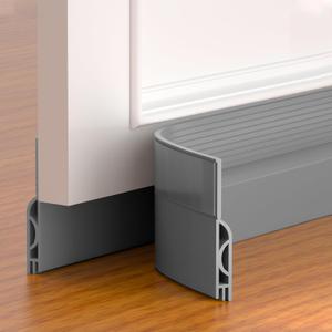 Door Draft Stopper,Adjustable Door Sweep for Bottom of Door,Silicone Weather Stripping Door Bottom Seal Blocker Air Noise, Under Door Gap Filler for Interior/Exterior Doors(Grey, 78inch) (Gray)