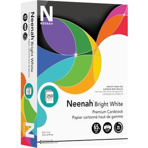 Neenah Bright White Bright White Card Stock, 96 Bright, 65 lb Cover Weight, 8.5 x 11, 250/Pack