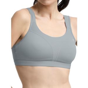 Champion Women's Sports Bra, High-Impact, Maximum Support, Breathable, Moisture-Wicking Fabric (Gray), Size 34K