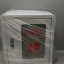 NLShan AED Cabinet Wall Mount: Steel Defibrillator Storage Case with PVC Clear Window and Handle - for Hospitals/Schools/Offices (14.2" Wx7.9 Dx15.8 H) (Round Corner Without Alarm Device)