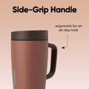 Owala SmoothSip Slider Stainless Steel Insulated Travel Mug with Handle, 100% Leak Proof, For Hot and Cold Drinks, Travel Friendly with Sliding Lock Lid, 12oz, BPA Free, Leak Proof, Cozy Cocoa