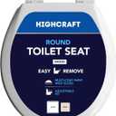HIGHCRAFT Premium Round Toilet Seat with Adjustable Hinges & Quick Removal Mechanism - Molded Wood Toilet Seat - Fits Standard Round Toilets - Round Seat in White