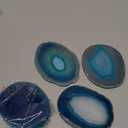 Agate Set, Drinks Stone Coasters 3.5-4" Geode Decor for Housewarming Birthday (Blue)