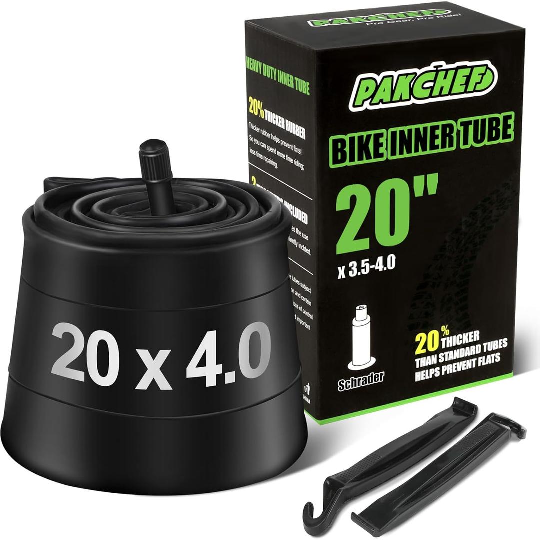 Heavy Duty 20x4.0, 26x4.0 Fat Tire Tube with Schrader Valve - Thick Butyl Rubber Bike Inner Tube for E-Bikes Mountain Bikes