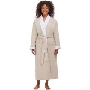 Terry Lined Microfiber Hotel Robe - Luxury Spa Bathrobe by Monarch/Cypress (Beige) M