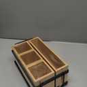 PTSTING Silverware Caddy Wood Utensil Holder Paper Plate Dispenser Silverware Utensil Caddy Cutlery Flatware Organizer Box for Spoons Forks Plates Napkins (Brown)