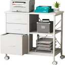 DUMOS 3 Drawer Mobile File Cabinet, Rolling Printer Stand with Storage