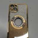 Misscase for iPhone 15 Plus Magnetic Glitter Case Compatible with MagSafe,Full Protection Slim Shockproof Anti-Scratch Case with Camera Lens Protector Logo View Dust-Proof Net for Women Gold