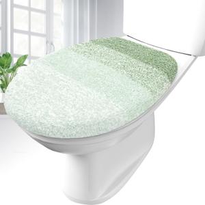OLANLY Soft Microfiber Bathroom Toilet Lid Cover, Machine Washable Covers, 17.5x15, Stays in Place Rubber Backing, Fits Most Round, Elongated and Oblong Lids, Accessories Decor, Sage Green