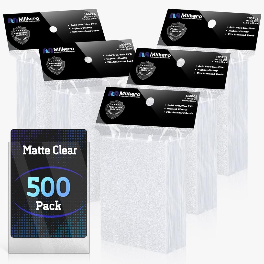 500 Count Card Sleeves  Matte Clear Trading Card Sleeves, Polypropylene (PP), Fit for MTG, TCG, Baseball, Football, and Game Cards (Matte Clear)