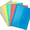 C-Line Super Heavyweight Poly Mini Size Binder Pocket, 5.5 x 8.5 inches, 7-Hole Punched, Set of 3 Pockets, Color May Vary (08730)
