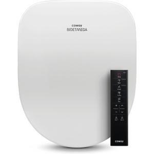 COWAY Bidetmega 500S Electronic Bidet Toilet Seat with Instantaneous Water Heating, Heated Seat and Dryer, Auto Open and Close Lid, Night Light, Deodorizer, Stainless Nozzle, Remote Control, Round