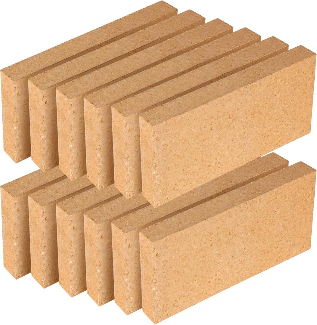 12 Pack High Temp Firebricks 3000F Insulating - 9"x4.5"x1.25"Fireclay Refractory Bricks for Pizza Oven, Wood Stove, Forge Durable Heat Fireplace, Steel Kiln
