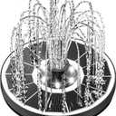 Solar Fountain Glass Panel with 2200mah Battery, 3.5W Floating Solar Water Fountain with 4 Fixed Rods, Solar Fountain Pump for Bird Bath, Garden, Pond, Pool, Outdoor-White Lights