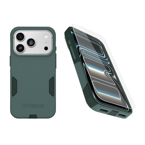 OtterBox iPhone 17 Pro (Only) Bundle: Commuter Series MagSafe Case & Screen Protector - Sagebrush (Green) - Built-in Magnets - Thin & Protective - with Port Protection