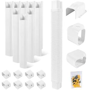 LyPrem 13.5Ft Mini Split Line Set Cover 4" PVC Line Cover Kit for Mini Split and Central Air Conditioner & Heat Pump