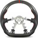 Real Carbon Fiber Steering Wheel for Corvette C5 1997-2004 D-shaped Flat-bottom Racing Steering Wheel Nappa Preforated Leather Grip Hand-Stitched Compatible with C5 Base Z06