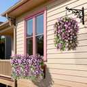ZFProcess Artificial Fake Hanging Flowers for Outdoors, 2 Pcs Artificial Hanging Plants Outdoors Spring Summer Decor, UV Resistant Faux Violet Silk Flowers for Planters Front Door Yard Garden(Purple)
