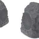 iLive Electronics Outdoor Rock Speaker Pair - Wireless Waterproof Bluetooth Speakers for Patio, Garden, Built for All Seasons with Rechargeable Battery (ISBW422G), Gray