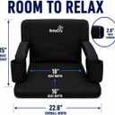 Stadium Seats with Back Support – Bleacher Chair with Armrests, Cup Holders, Padded Cushion & Reclining Backrest | Portable Folding Stadium Seat for Bleachers, Camping & Sports Events