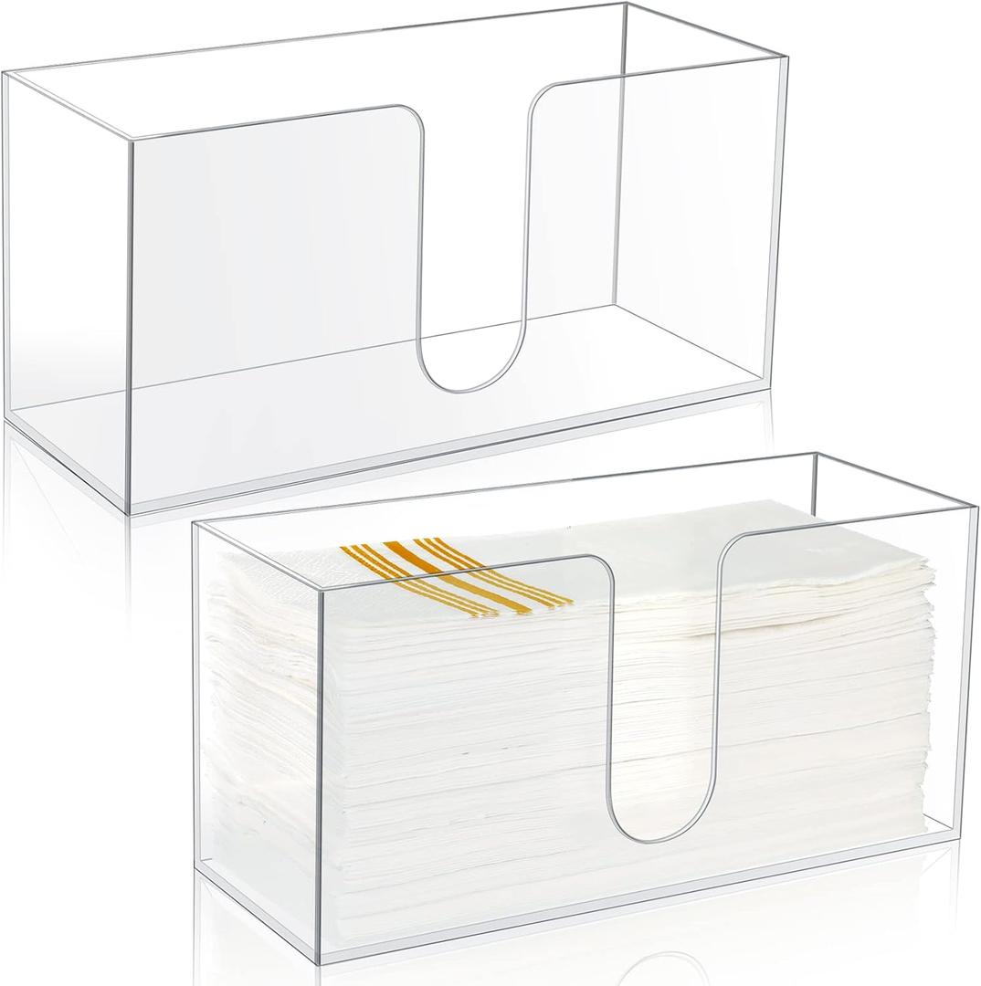 Mumufy 2 Pcs Acrylic Fold Paper Towel Dispenser Countertop Napkins Dispenser Napkin Holder Multifold Disposable Acrylic Paper Towel Holder for Z or C Fold (Clear)