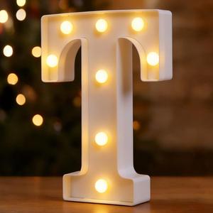 DyingSwan Small Led Marquee Letters, Light Up Letters, 8.58 Inch Led Letter Lights, Battery Powered Lighted Sign for Table, Party, Birthday, Christmas Decor (Letter T)