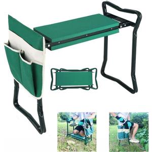BESTHLS Garden Kneeler and Seat - Heavy Duty Folding Stool with Thick Pad, Tool Pouch, 330 lbs Capacity - Knee & Back Support, Perfect for Seniors, Women, Men