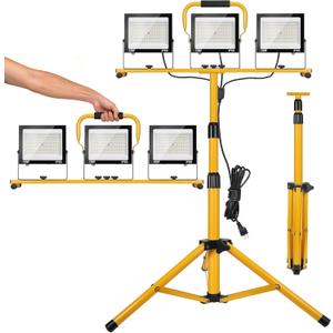 21000Lumen LED Work Lights with Stand, 3 Head Portable Work Light with 16ft Cord, Ip66 Waterproof Tripod Outdoor Work Light for Job Site Workshop Garage Construction Lights