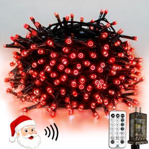 Voice Controlled Christmas Lights with Remote, 99 FT 300 LED String Lights Indoor Outdoor with 12 Modes 3 Timers, Dimmable Twinkle Light Plug in Waterproof for Xmas Tree Yard Party Decorations, Red
