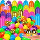 [12 Golden Eggs] 500 PCS 2.4" Fillable Plastic Easter Eggs Empty Easter Eggs Colorful Plastic Eggs Bulks for Kids Teens Boys Girls Easter Basket Stuffers Hunt Easter Party Favor