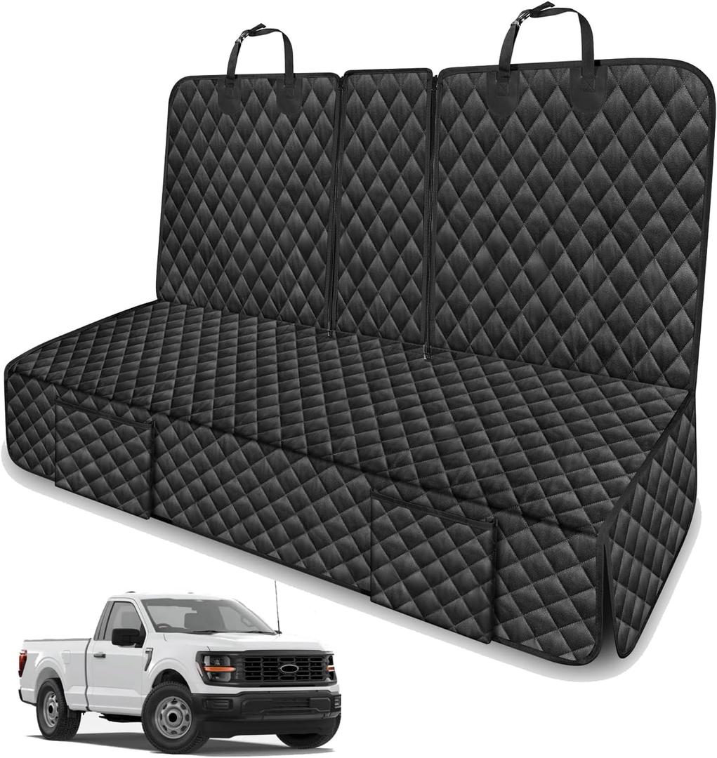 Dog Car Seat Cover for Back Seat for Ford F150 F-150 2000-2025 2026 | for Lariat King Ranch Platinum XL XLT Limited Raptor Truck Accessories Pet Bench Backseat Rear Seat Covers Waterproof black