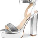 MERUMOTE Women's Fashion Platform Sandals Block Heels Wedding Summer Dress Shoes (6)