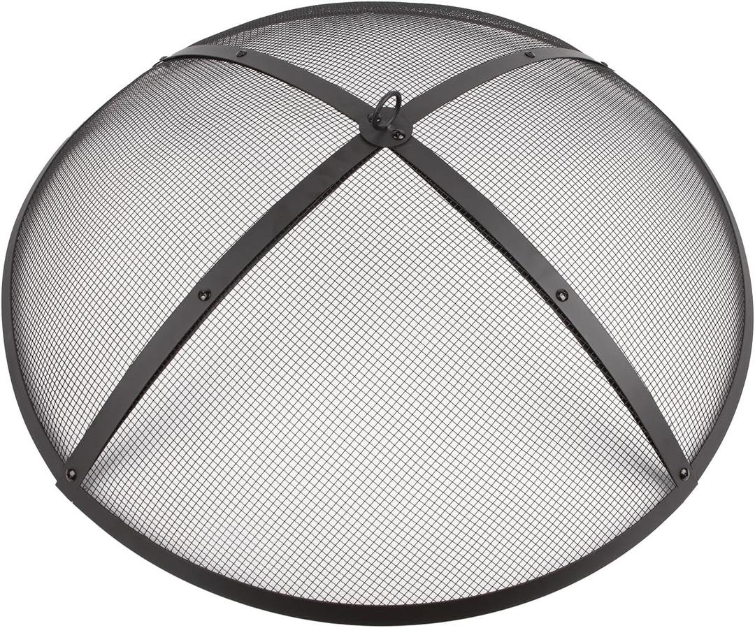 WeCooper 40Inch Round Fire Pit Spark Screen Cover,Outdoor Patio Mesh FirePit Screens,Heavy Duty Steel Domed Fire Pit Ember Guard with Handle