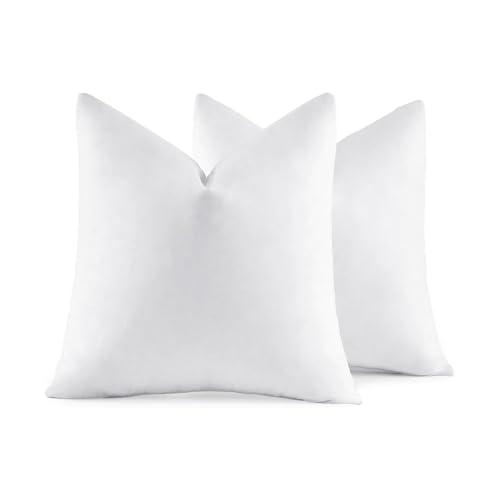 MIULEE 20x20 Pillow Inserts,Set of 2 Down Feather Throw Pillows for Couch Sofa Bed, Decorative Fluffy Throw Pillow Inserts Cotton Fabric,White