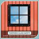 Tandefio 2 Pack 12'' x 12'' Black Flush Mount Shed Window with Tempered Glass Household Windows with Screws for Chicken Coop Sheds Barns Playhouse
