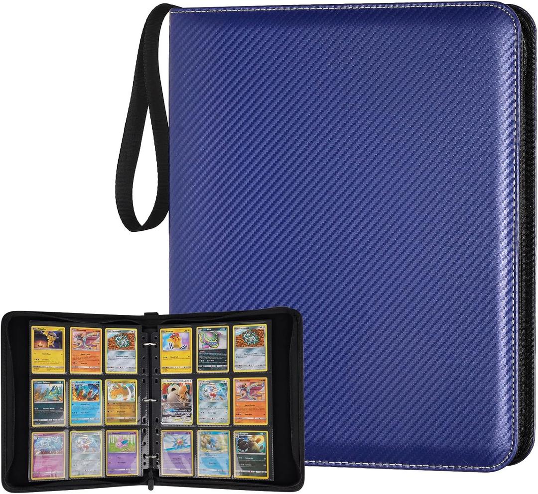 GERMUN 9 Pocket Card Binder, Premium Zip Trading Card Binder, 720 Double Sided Pocket PU Card Collection Binder, Collector Card Album, Card Folder for MTG, TCG, Sports Cards, Game Cards (Blue)