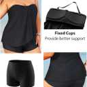 Daci Plus Size Bandeau Tankini Swimsuit for Women 2 Piece Halter Swim Top with Shorts Tummy Control Bathing Suits (Size 22W, Black)