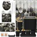 XLHOMO Bathroom Set - 26PC Bathroom Set with Shower Curtain and Rugs, Bathroom Accessory Set, Black Bathroom Accessories Set, Trash Can & Soap Dispenser