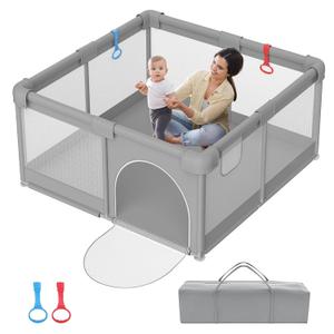 Baby Playpen 5151 - Play Pens for Babies and Toddlers, Baby Playards for Infants with Soft Breathable Mesh | Easy Setup | Baby Play Yard with Gate and Carry Bag (51x51 Inch)