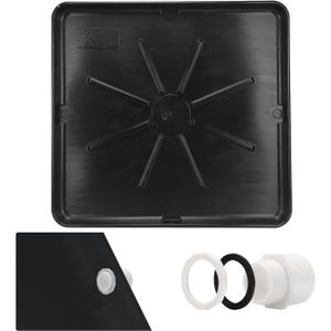 Heavy Durable Plastic Washing Machine Drain Pan Size 30X32 Including 1" Drain Fittings (Black)