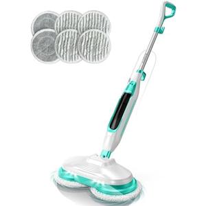 Angtra Scrubbing Steam Mop with Rotating Mop Pads, All-in-One Hard Floor Cleaner with LED Headlights