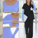 Oakgarden Underscrub for Women Long Sleeve Shirt Fitted Scoop Neck Top Basic Layering Tee Knit Top for Nurse (Medium, Royal Blue)