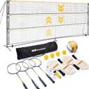 Haokelball Badminton Volleyball Pickleball Net Set, 22FT Portable All-in-One Nets System for Outdoor Beach Indoor with Adjustable Height, Includes Balls Rackets Pump Carry Bag