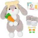 CODGP Crochet Kit for Beginners,15.8in Crochet Animal Kit Bunny, Crochet Starter Kit Gift for Adults Kids with Yarn Sets, Amigurumi Kits with Step-by-Step Video Tutorials
