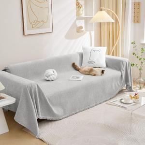 70 Inches / 90 Inches Gray Blanket With Stringy Aesthetic Trim 100% Polyester Wash Cold