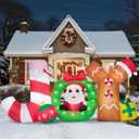JOYIN Christmas Inflatable Decoration, Blow Up Joy with Santa with Build-in LEDs for Xmas Party Outdoor Decor, Christmas Inflatable Decoration for Outdoor Yard Garden Lawn Xmas Decor