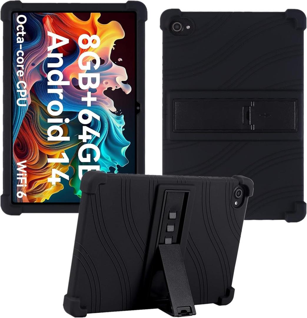 Case for Whitedeer C10-WT Tablet 10.1 inch, Silicone Stand Cover for ZANDIZ C10/Lville LVEC10/HiGrace C10/Freeski C10/FYMLCPFY C10A/Jeazans Jzpad-X11 Tablet (Black)